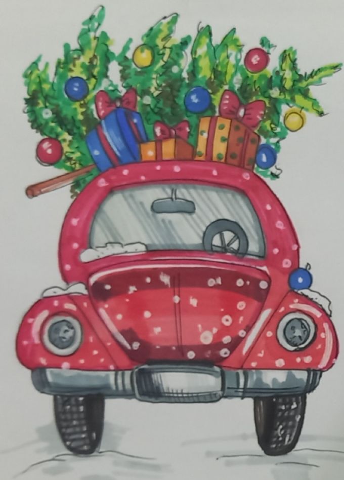 Мастер-класс по скетчингу "Новый год к нам мчится"