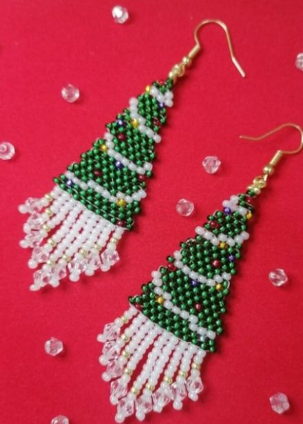 Серьги "Ёлочка". Мастер-класс по бисероплетению
