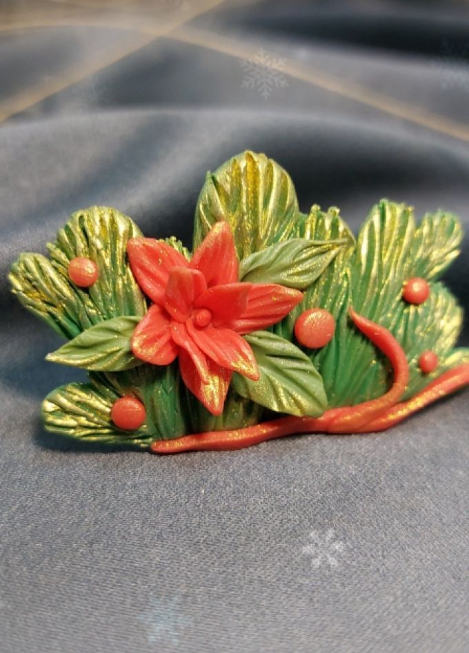 Брошь "Ветка ели". Мастер-класс по лепке из полимерной глины