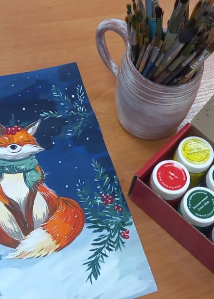 Лисичка в снегу. Мастер-класс по рисованию