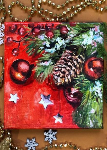 Новогодняя картина на холсте