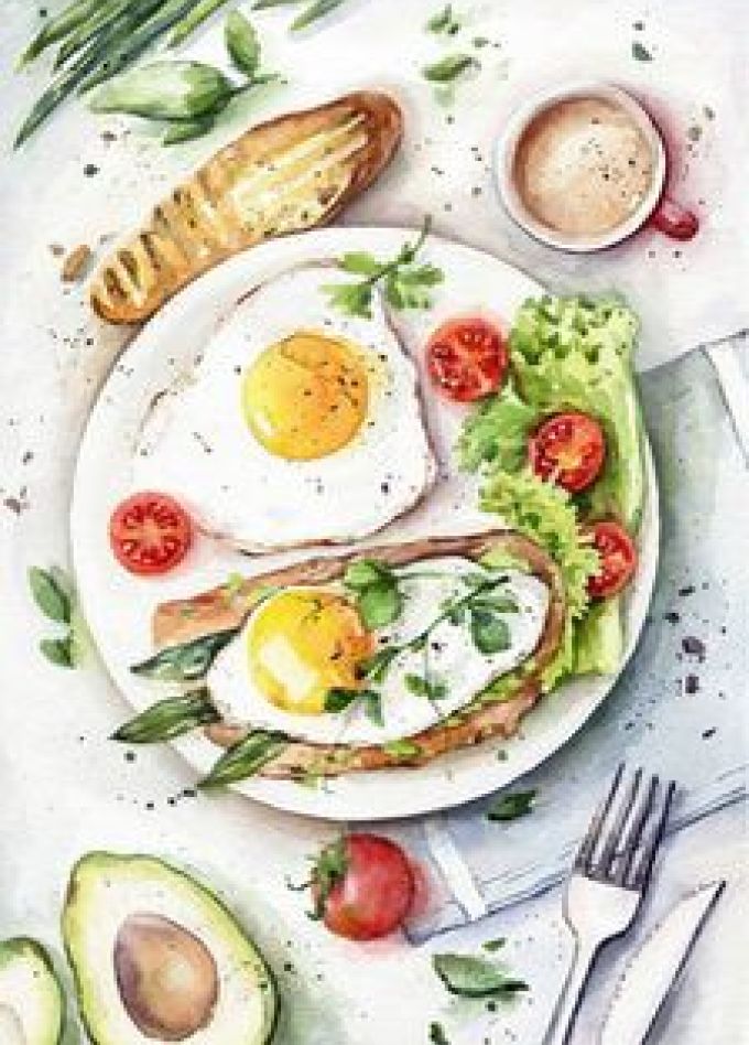 Арт-завтрак с вкусной картиной раскраской