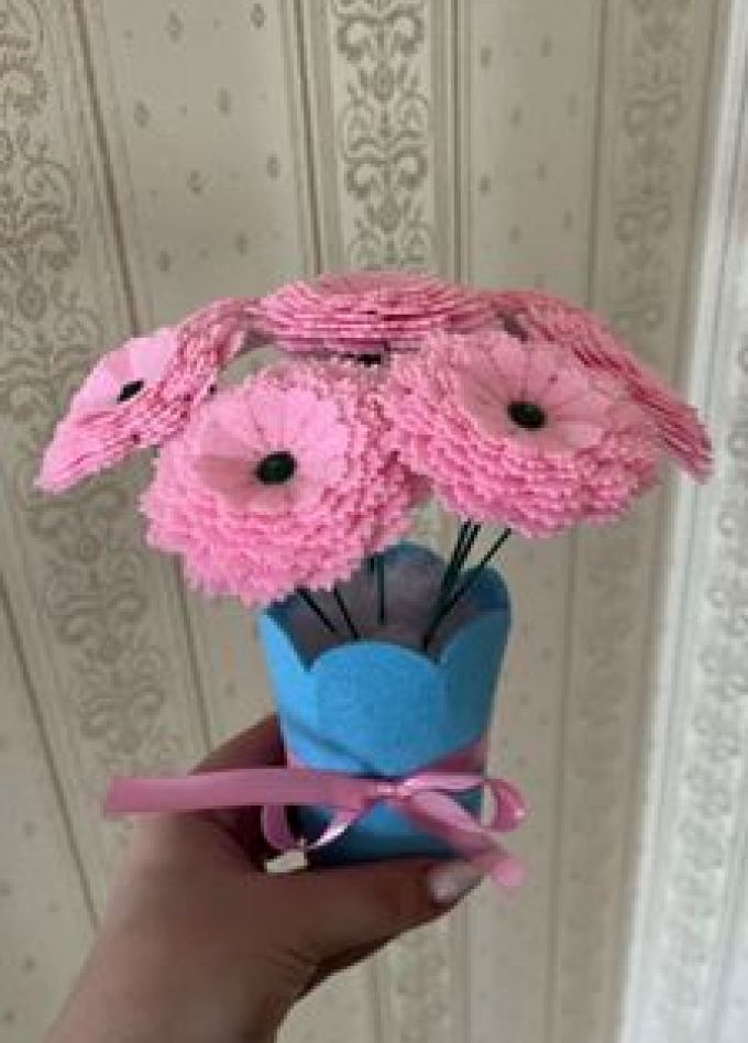 Букет в корзине из фетра: Мастер-класс