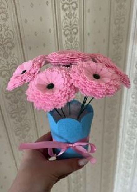 Букет в корзине из фетра: Мастер-класс