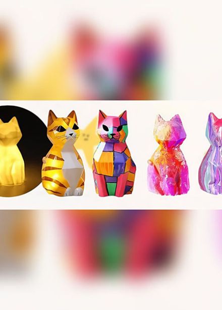 Лампа раскраска в виде кошки. Мастер-класс