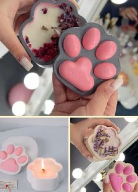 Свеча в гипсовой шкатулке в виде лапки: Мастер-класс