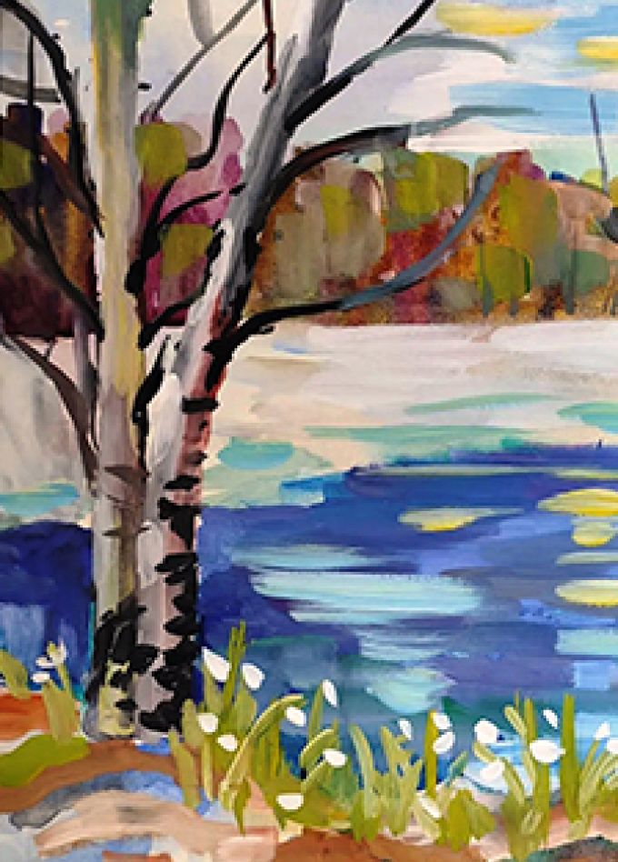 Белая берёза - символ России. Живопись гуашью