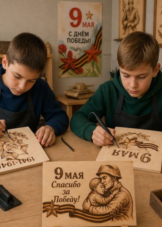 Деревянная открытка в технике выжигания к 9 мая. Мастер-класс